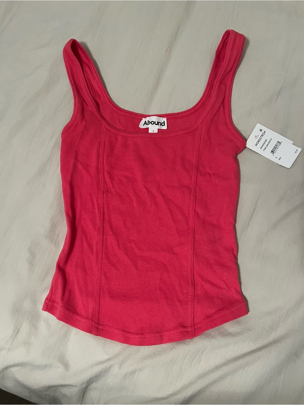 Abound Coral-Pink Ribbed Scoop Tank